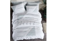 Постільна білизна Washed Cotton Saheser - Bianca Gri з вишивкою (Туреччина), євро